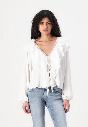 FRILL TIE - Blouse - white