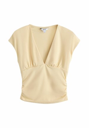 Next, REGULAR FIT - SOFT TOUCH SLINKY V-NECK RUCHED SHORT SLEEVE TOP  . - Print T-shirt - yellow