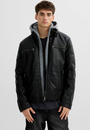 BIKER - Chaqueta de cuero sintético - black