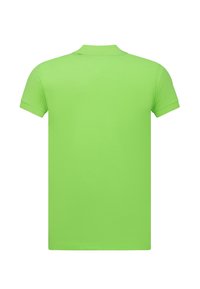 Groen polo shirt met korte mouwen en een klassieke kraag, gemaakt van gladde stof, met een effen textuur en zonder zichtbare patronen of accenten.