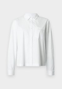 Valkoinen pitkähihainen paita, jossa on kauluskääritykset, edessä tasku, jossa on kirjailtu "JOOP!"-teksti, ja rento istuvuus. Valmistettu puuvillasta.