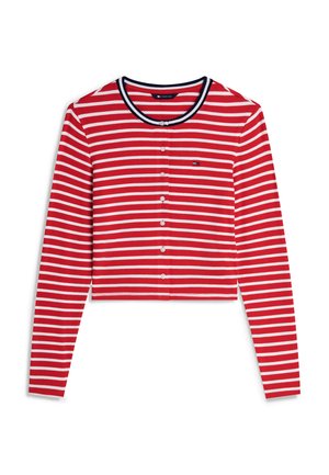 Tommy Jeans, SLIM CARDIGAN - Cardigan - amaryllis red/beige