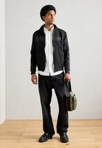 Antony Morato REGULAR FIT IN INTERLOCK BLEND WITH EFFECT LOGO PRINT - Sweater met rits - black