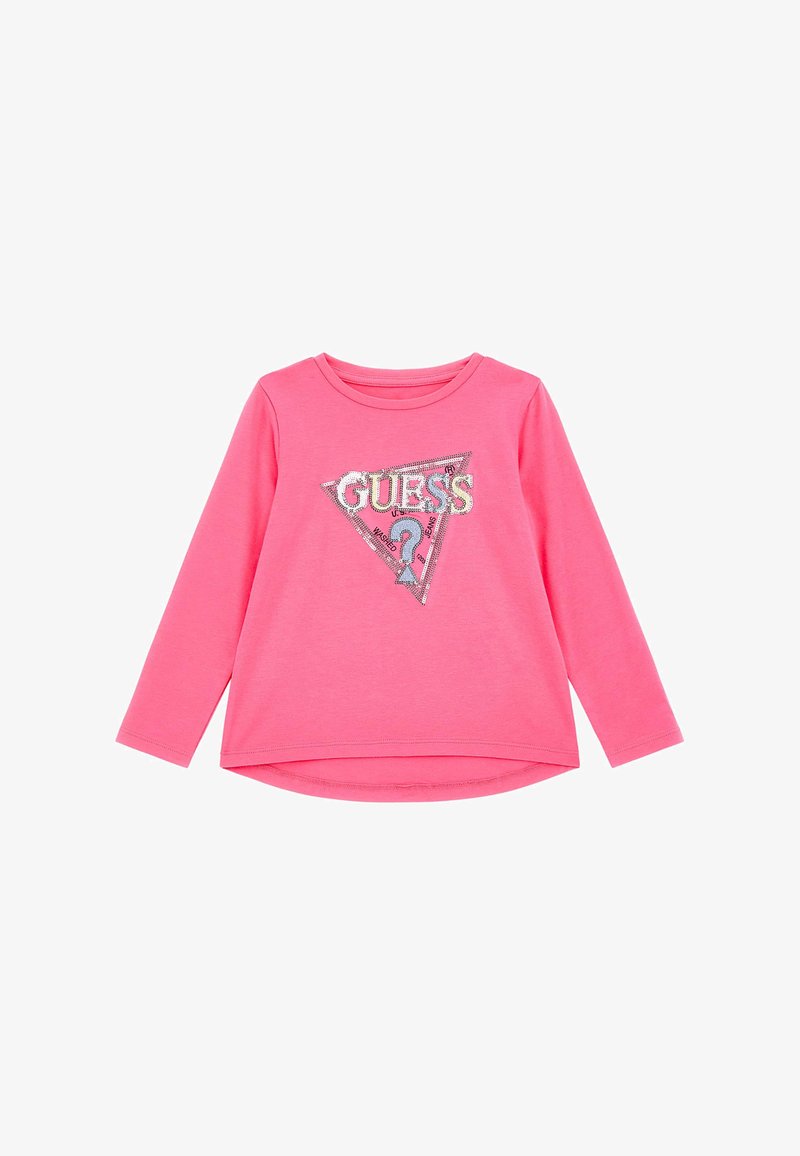 Guess STRETCH LOGO TRIANGULAIRE À SEQUINS - T-shirt à manches longues - fuchsia