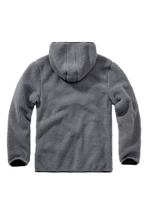 Hallides hall grey fliisist, tekstuuriga karvane pind, kapuuts ja pikad varrukad. Omab pehmet sisepinda ja mansette. Nähtavaid riistvara detaile ei ole.
