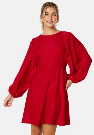 ROUND NECK BALLOON SLEEVE DRESS - Vestito estivo - red