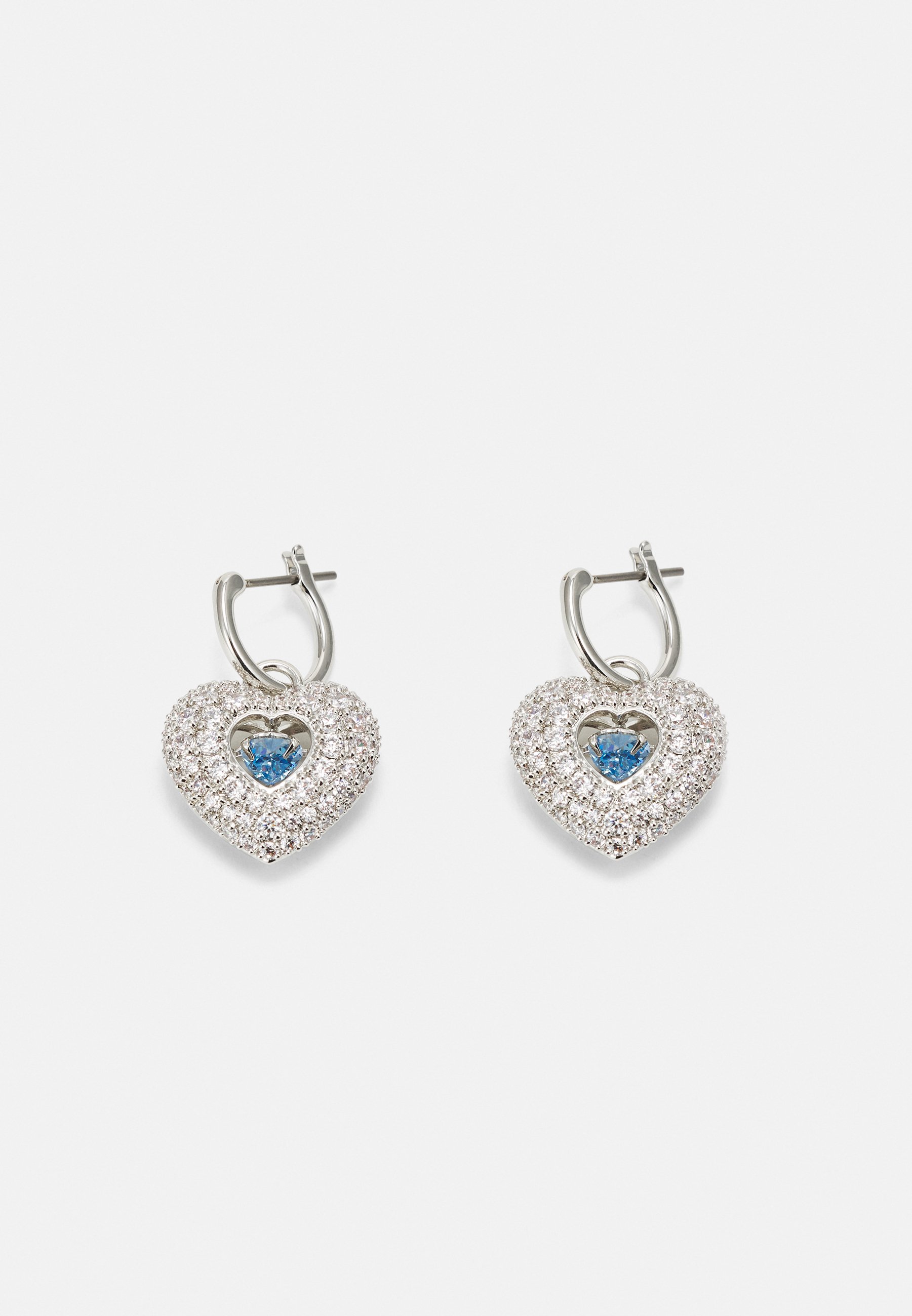 Boucles D'oreilles Pendantes Avec Cristal Cœur Bleu - Crochet En Métal Argenté - Style élégant Et Romantique