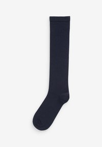 Marintröja i knähöjd tillverkad av ett mjukt, stretchy material. Har en ribbad topp och en slät kropp utan synliga mönster eller detaljer.