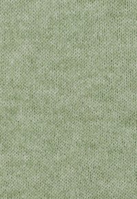 Tessuto lavorato a maglia di colore verde chiaro con una texture morbida, caratterizzato da un motivo a punto fine e uniforme e leggere variazioni di colore.