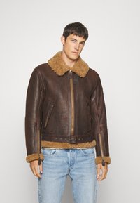 Belstaff WILDER JACKET - Kožnata jakna - ebony/dark sandstone