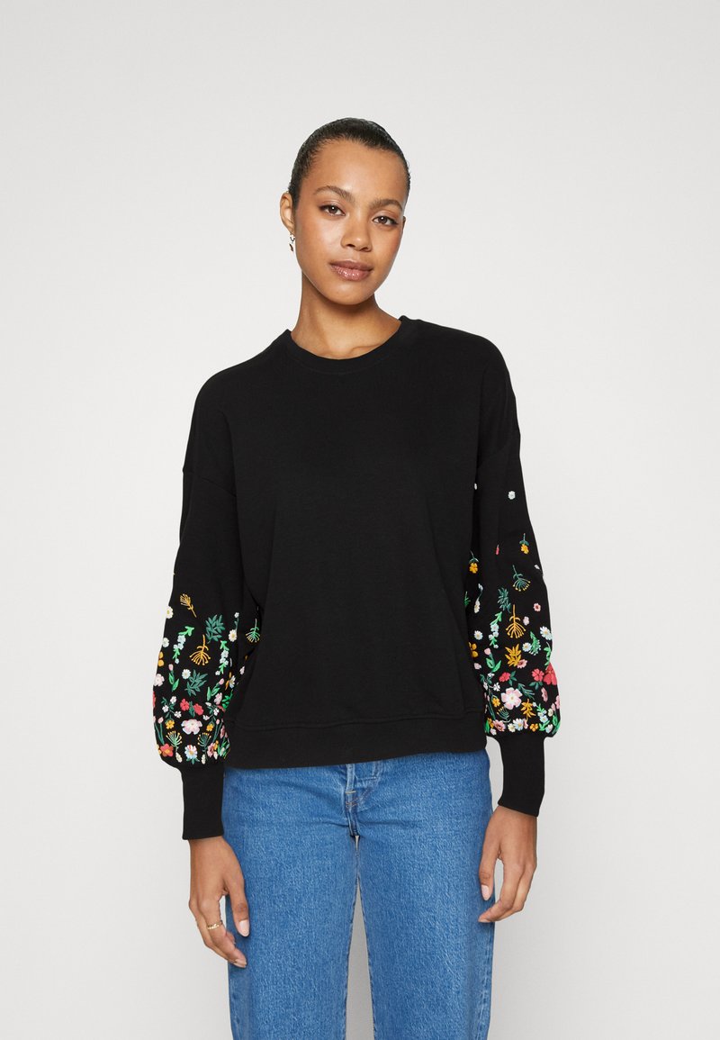 ONLY ONLBROOKE O NECK FLOWER Sweatshirt black/schwarz Zalando.at