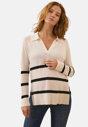 REGULAR FIT MATERNITY COLLARED - Trui - white/black stripe