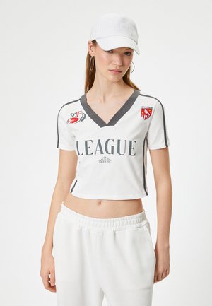 Koton CROP - T-shirt print - white