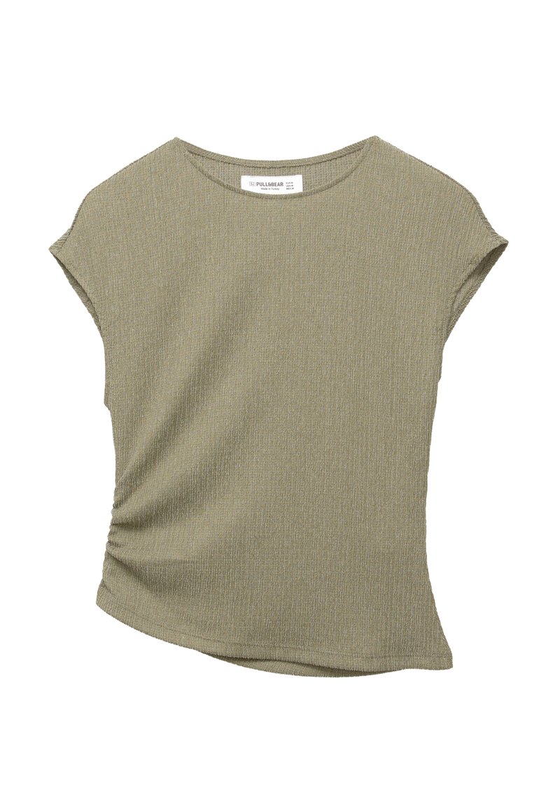 PULL&BEAR - CREPE   - T-shirt imprimé - khaki, Agrandir