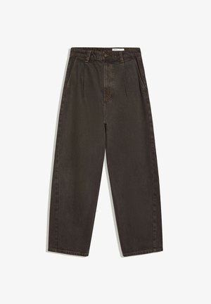 Bershka, DARTED WIDE-LEG - JEANS - Jean boyfriend - dark brown
