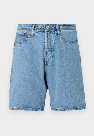 Heledad sinine teksapükste lühikesed püksid klassikalise lõikega, viie taskuga ja kontrastõmblustega. Omavad nööpidega sulgemist ja lõhestatud ääret.