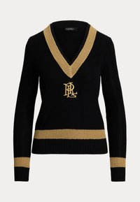 MEREN METALLIC TRIM CRICKET SWEATER - Džemperis - black/gold-coloured