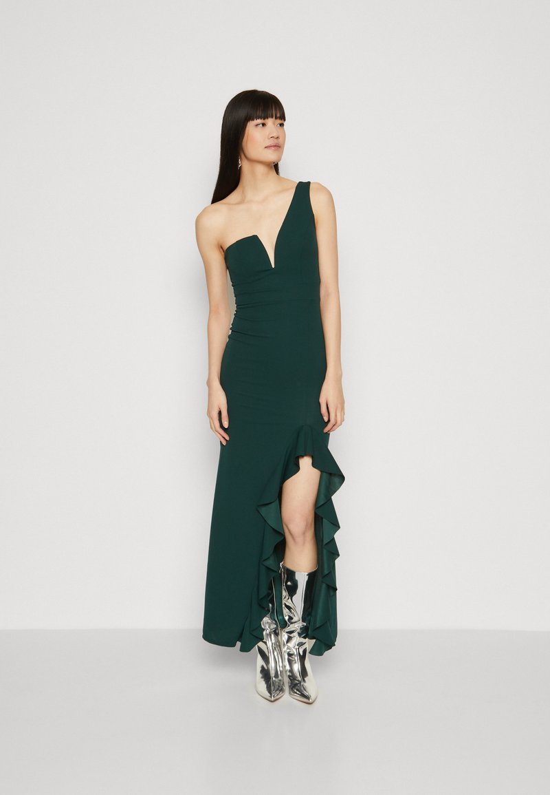 WAL G. SOYA ONE SHOULDER RUFFLE MAXI DRESS - Alkalmi viselet - forest green