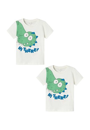 2ER-SET STYLISCHES KURZARM RUNDHALS - Print T-shirt - weiß