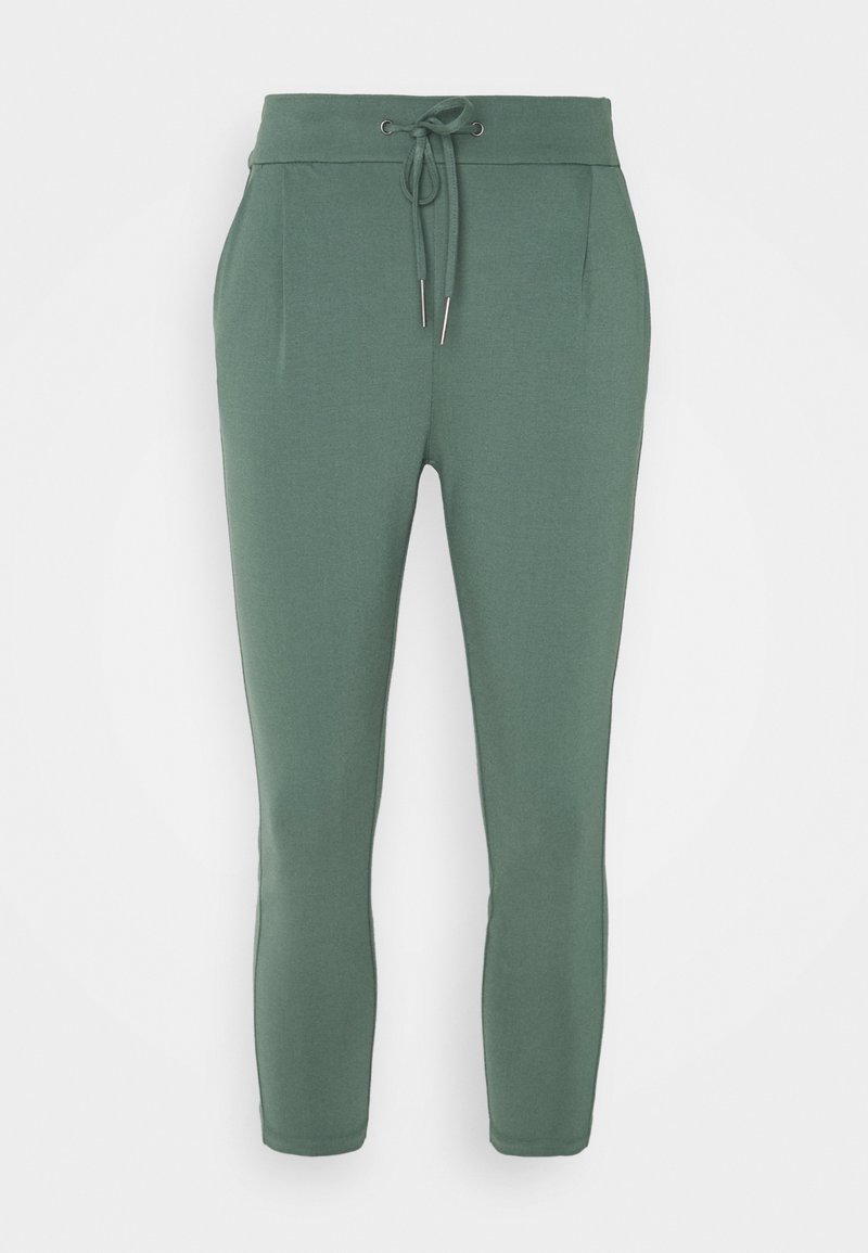 Gröna tapered joggers med elastisk midjeband och dragsko, med två sidfickor och en slät, mjuk tyger.