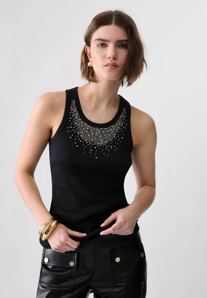 LIU JO, LIU JO T-SHIRT WITH JEWEL DECORATION - Débardeur - black