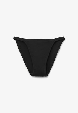 Zwarte katoenen bikinionderbroek met een klassieke snit, voorzien van een zachte stof, minimalistisch ontwerp en gestikte naden voor duurzaamheid.