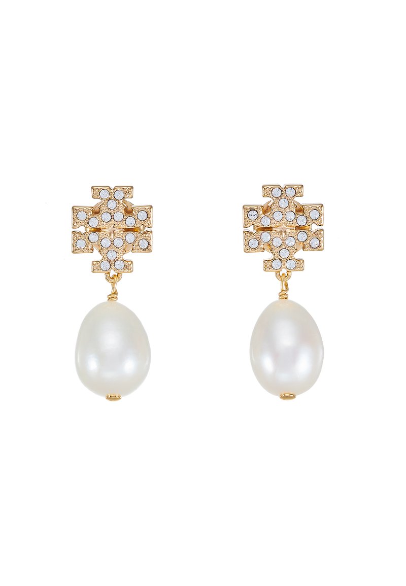 Tory Burch - KIRA PAVE PEARL DROP EARRING - Örhänge - gold-coloured, Förstora