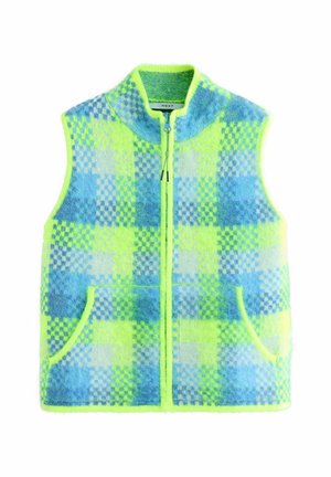 REGULAR FIT - ZIP UP BRUSHED - Bodywarmer - fluro yellow/blue check