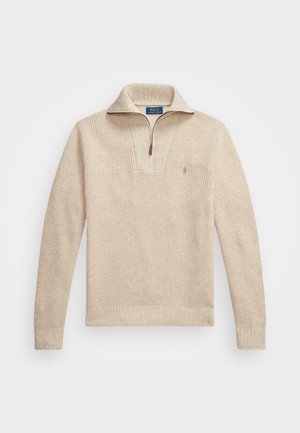 Polo Ralph Lauren WAFFLE WOOL COTTON QUARTER ZIP JUMPER - Pullover - natural cream heather