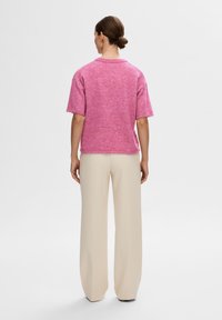 Selected Femme SLFMALINE LILIANA O NECK - T-shirt print - phlox pink
