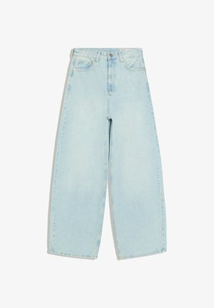 Bershka, WITH BACK BUCKLE - BARREL JEANS - Široké nohavice - light blue
