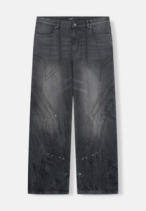 HEAVY CUTLINE BLACK WAVE WASH UNISEX - Relaxed fit jeans - black washed