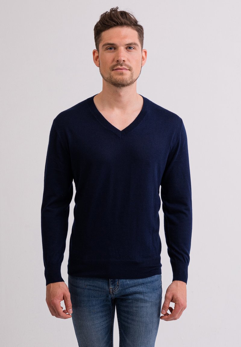 CASH-MERE V-AUSSCHNITT  - Neule - marine blau