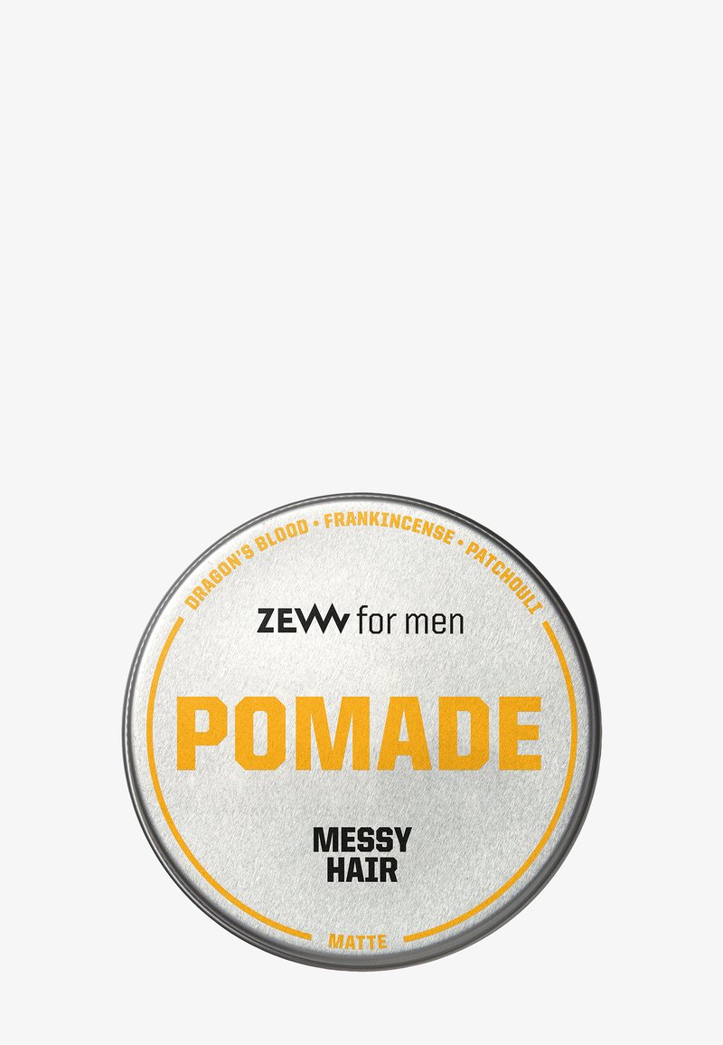 Confezione rotonda di pomata ZEW per uomini per capelli disordinati, finitura opaca, con profumi di sangue di drago, incenso e patchouli.