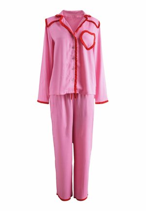REGULAR FIT - BUTTON THROUGH FRILL HEART SET - Pizsama szett - pink