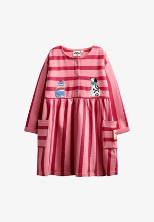 JoJo Maman Bébé, APPLIQUÉ BUTTON FRONT DRESS - Hverdagskjole - pink pets