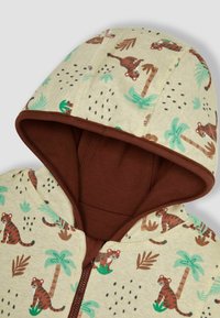 JoJo Maman Bébé HIPPO APPLIQUE REVERSIBLE HOODIE - Kardigán - brown safari animals