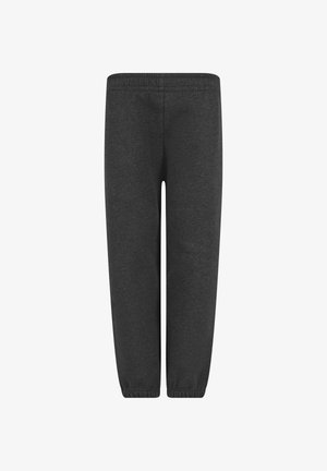 Tamnosive trenirka hlače s elastičnim pojasom i manšetama, dizajn ravnih nogavica, prikazane na bijeloj pozadini.