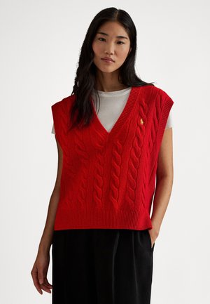 CABLE-KNIT WOOL-CASHMERE SWEATER VEST - Maglione - red