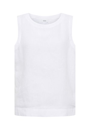 Biały top bez rękawów z okrągłym dekoltem i prostym dołem, oznaczony jako "CECIL", prezentowany na jednolitym tle.