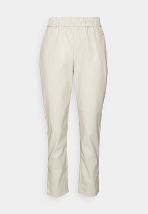 Beige elastische Bundhose mit geradem Bein und Seitentaschen, entworfen für den lässigen Gebrauch.