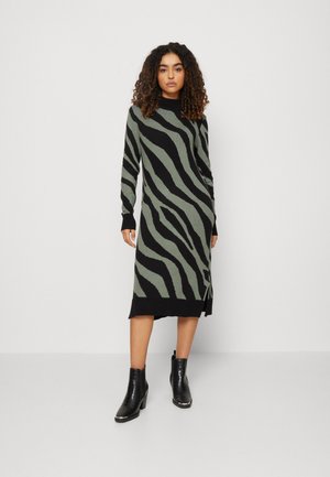 VIRIL CREW NECK MIDI DRESS - Pleten aty - black/laurel wreath