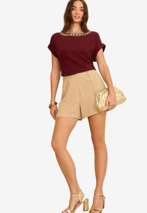Love & Roses ROLL SLEEVE - REGULAR FIT - Blůza - embelished burgundy red