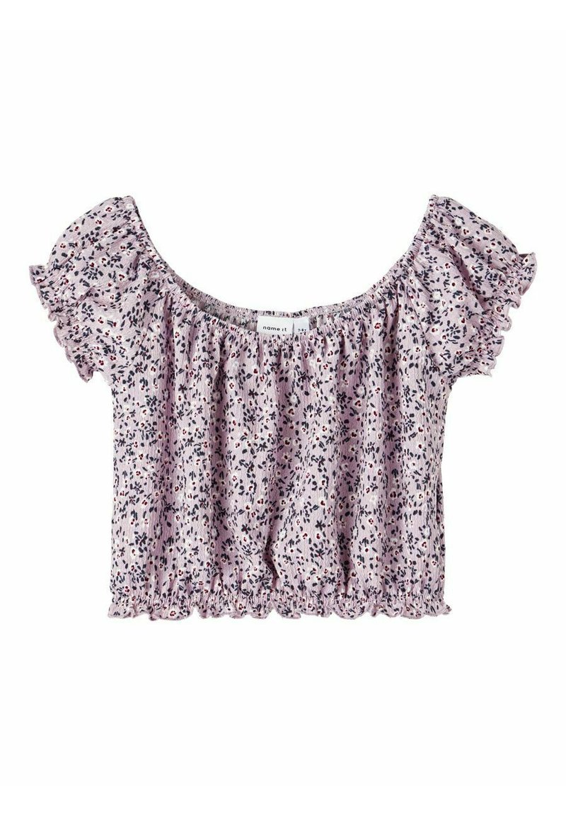 name it T-shirt print lila gemêleerd