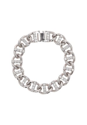 Sølvring bracelet med sammenkoblede led med sektioner af klare rhinsten for ekstra detaljer. Sikker lukning.