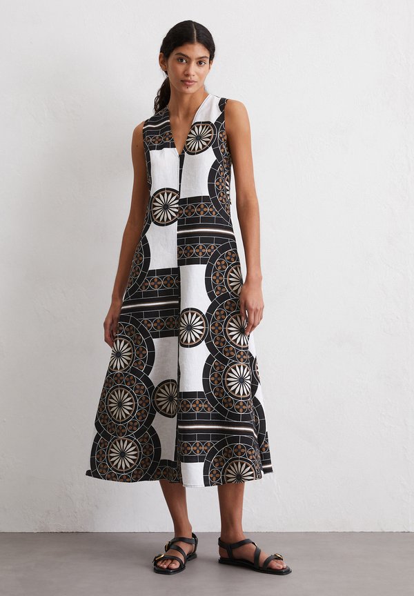 DRESS SLEEVELESS V NECK FIT AND FLARE SHAPE CUTLINES PRINTED - Freizeitkleid