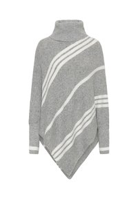 KUMA TURTELNECK PONCHO - Apmetnis - grey melange/white stripe