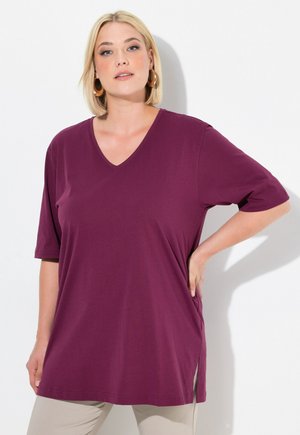 RAXED FIT V-NECK TEE 515283 - T-Shirt basic - dark berry