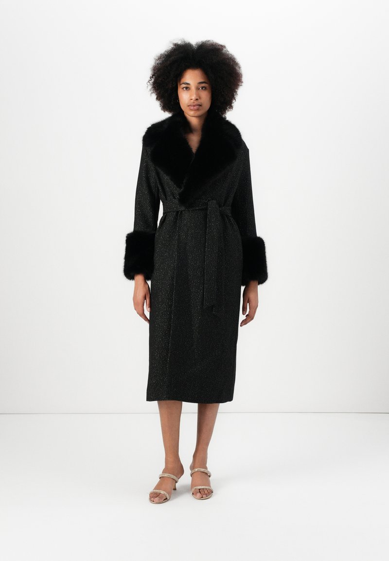 TWINSET OVERCOAT - Cappotto classico - sale pepe nero/silver coloured