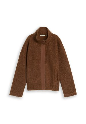 TOM TAILOR, TOM TAILOR STRICK & SWEATSHIRTS TEDDY SWEATJACKE MIT STEHKRAGEN - Winterjas - new camel